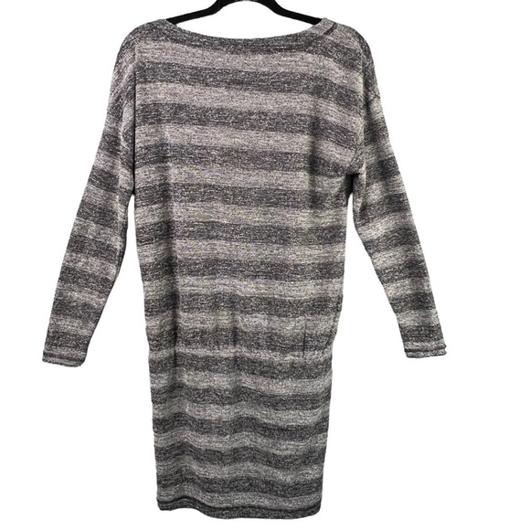 Lou & Grey Dress Striped Knit Gray Blouson Waist Long Sleeve Size Small - Picture 2 of 9